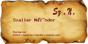 Szaller Nándor névjegykártya